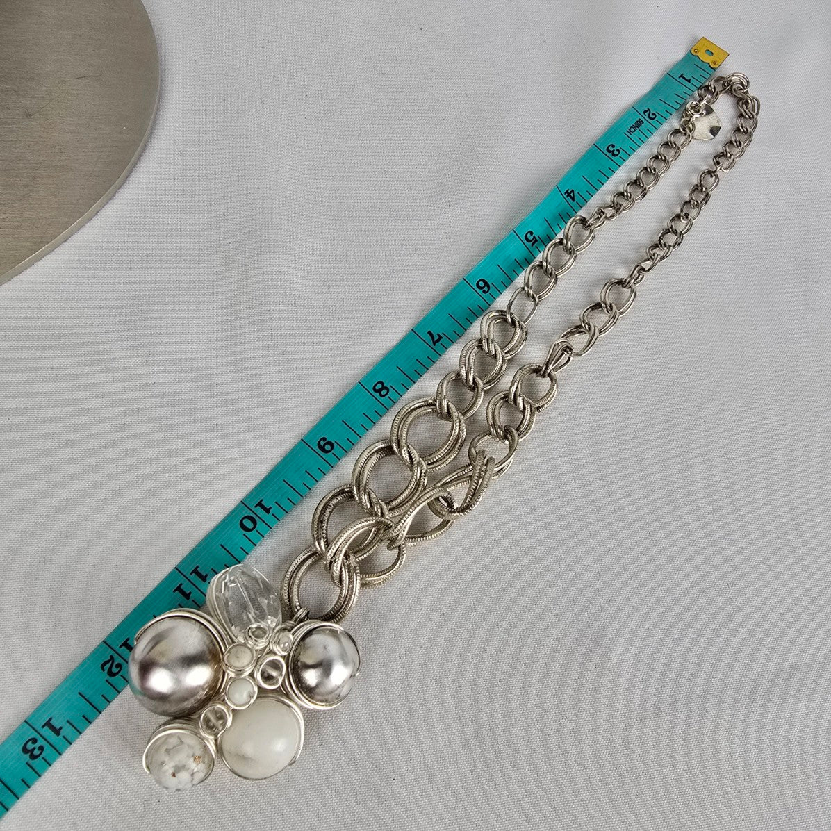 Sterling Glass Wire Beaded Statement Pendant Chain Necklace