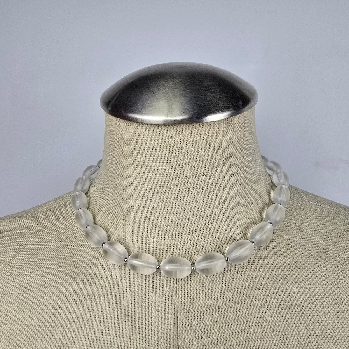 Vintage Frosted Glass Beaded Collar Necklace