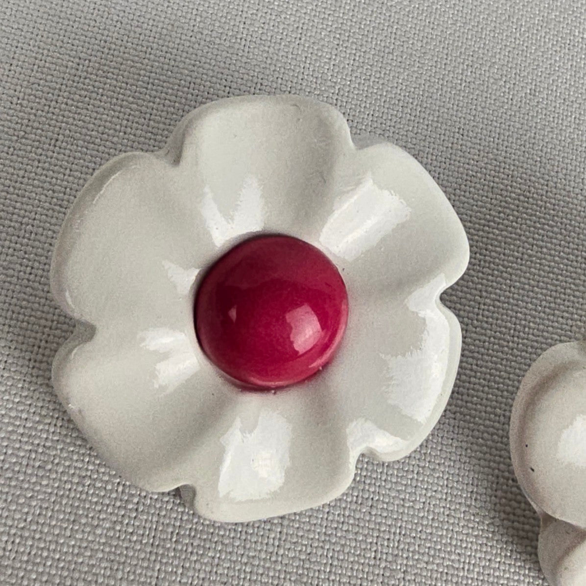 Vintage White & Pink Oversize Flower Earrings