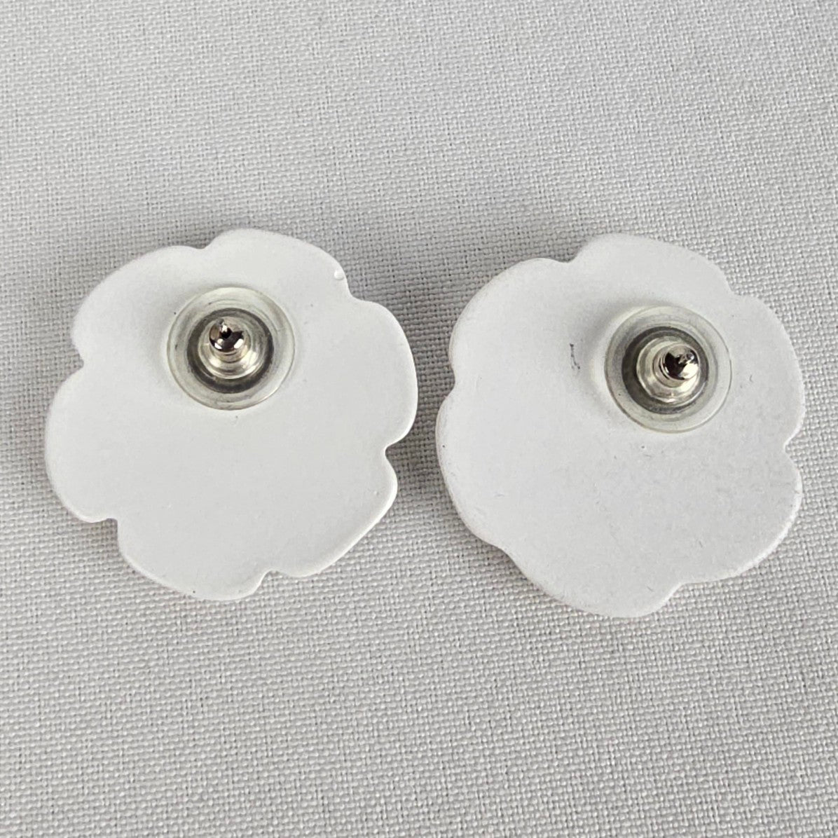Vintage White & Pink Oversize Flower Earrings
