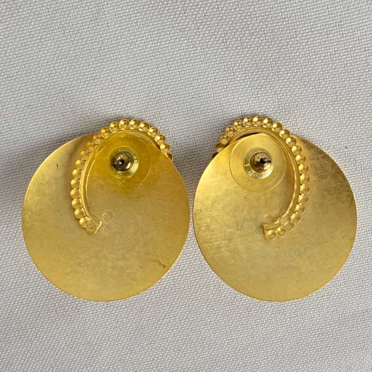 Vintage 90s Gold Tone Faux Pearl Statement Earrings