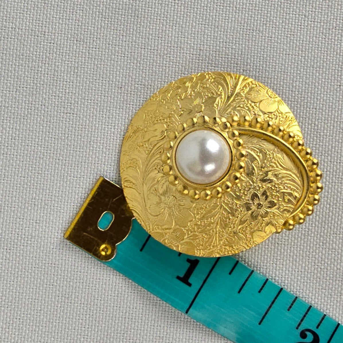 Vintage 90s Gold Tone Faux Pearl Statement Earrings