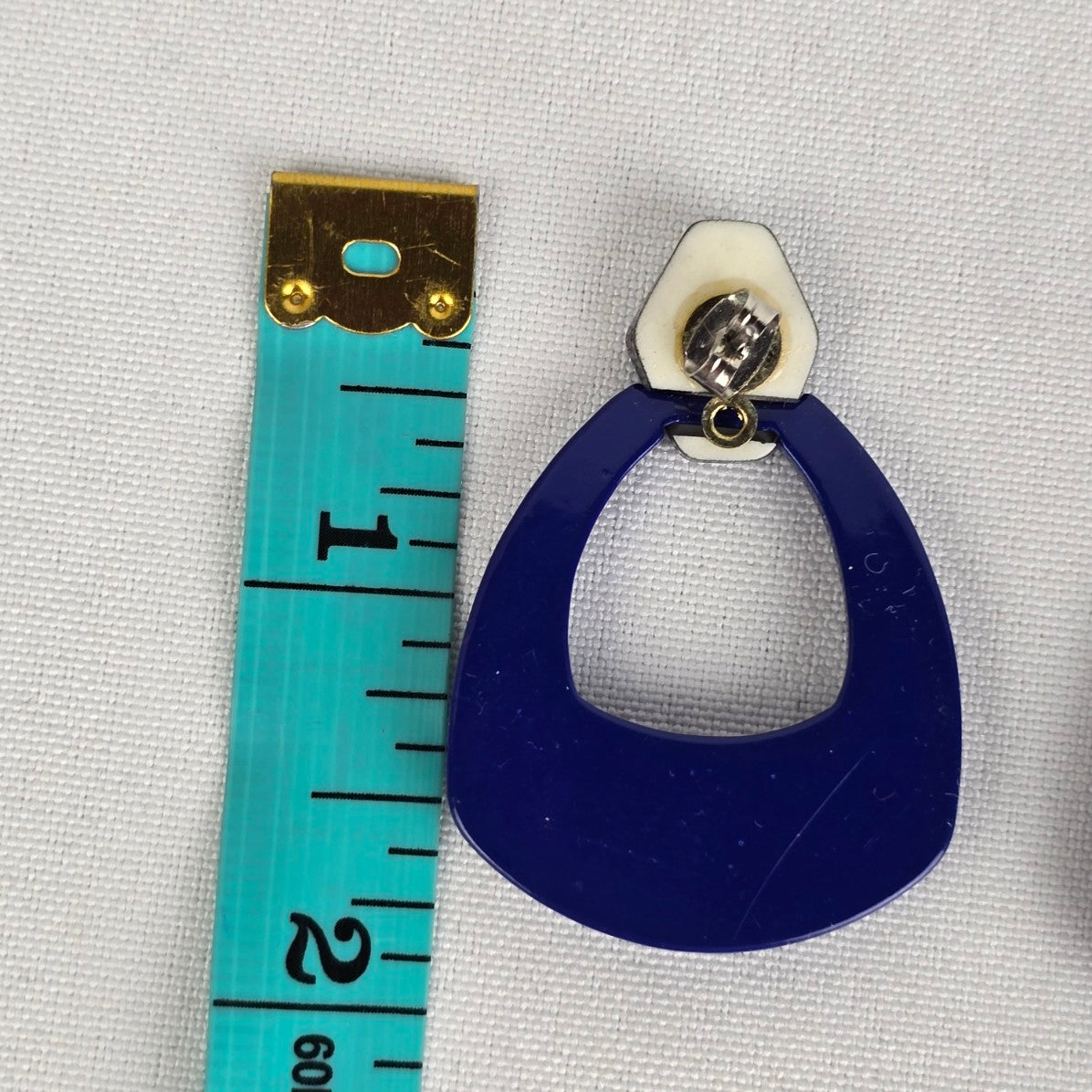 Vintage 80s Blue & Black Plastic Earrings