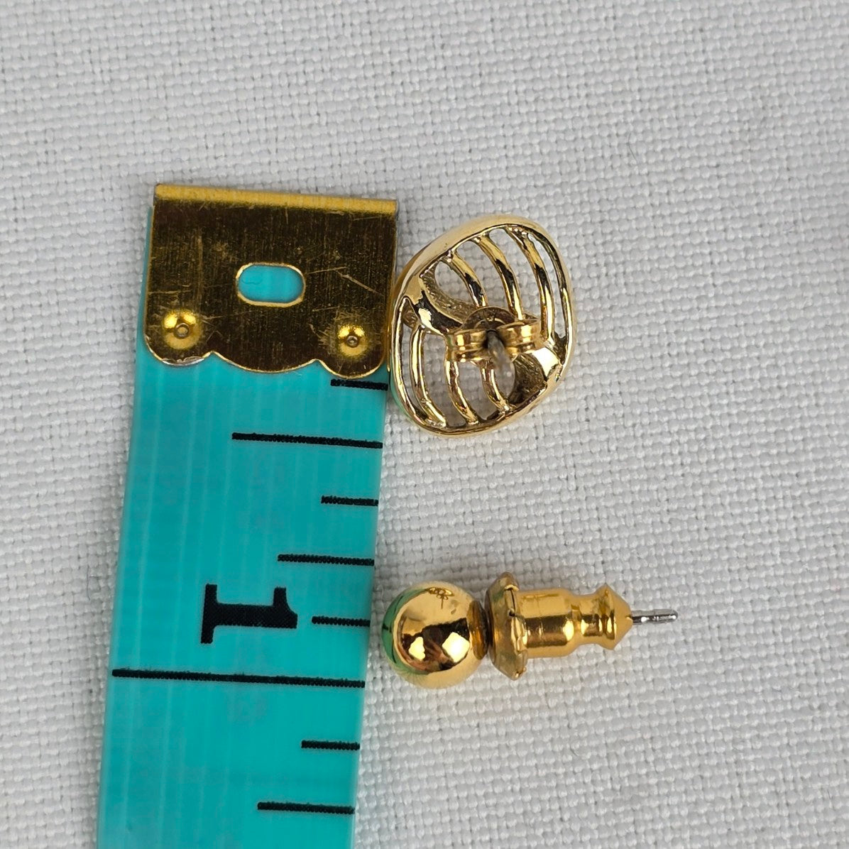 Vintage Gold Tone Stud Earrings Set Of Two