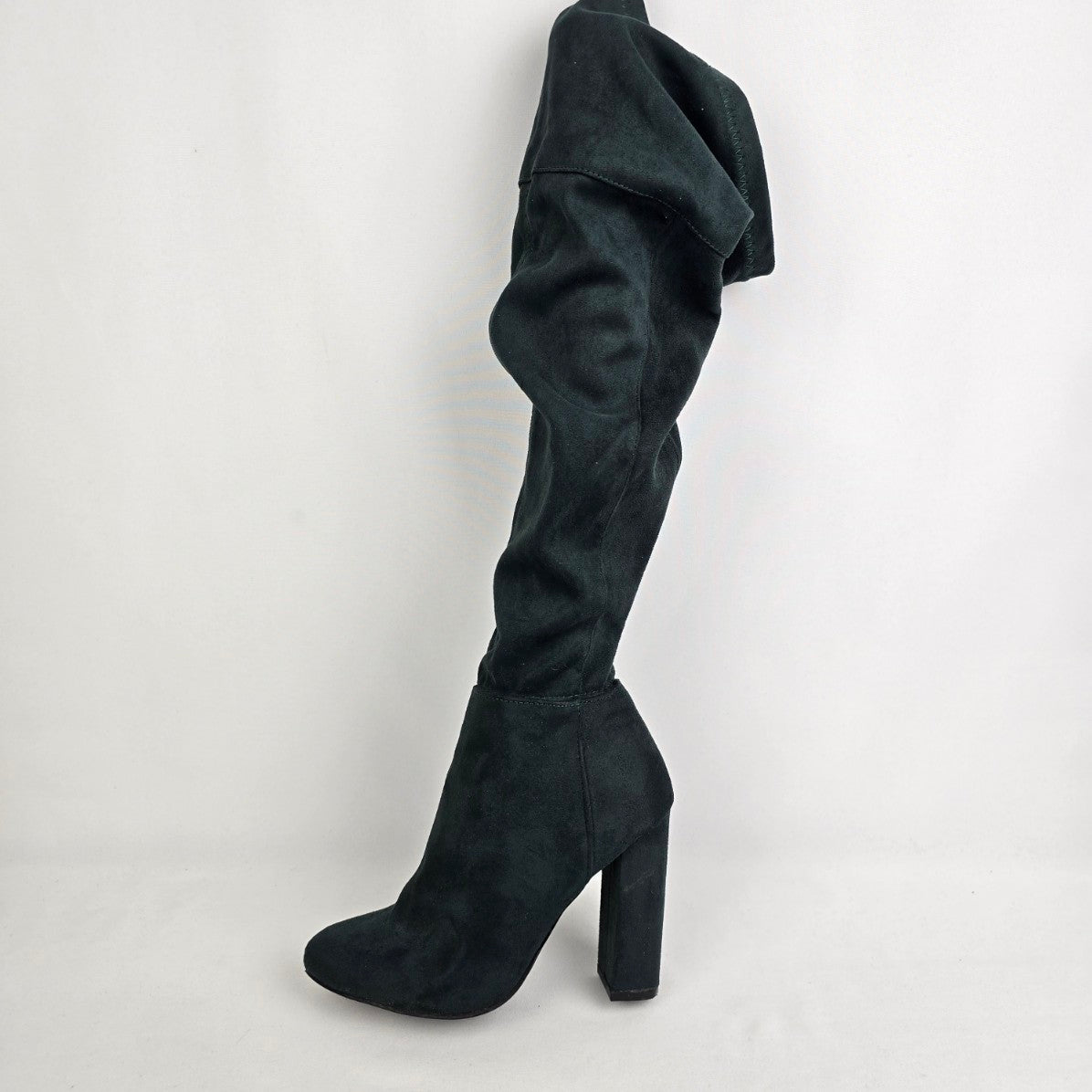 Shoedazzle Green Faux Suede Heeled Over The Knee Boots Size 7