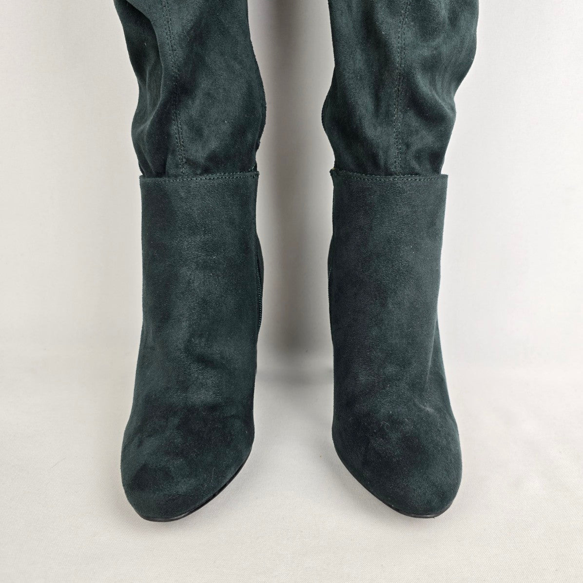 Shoedazzle Green Faux Suede Heeled Over The Knee Boots Size 7