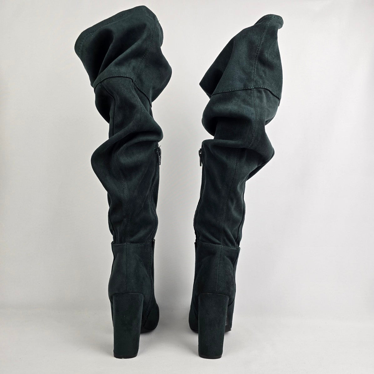 Shoedazzle Green Faux Suede Heeled Over The Knee Boots Size 7