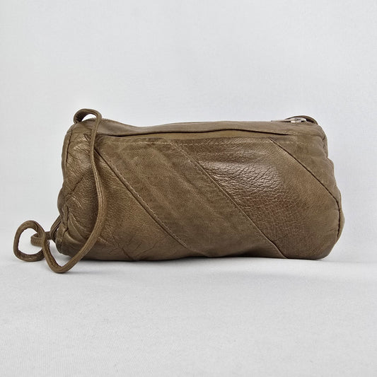 Vintage Green Leather Patchwork Mini Shoulder Purse