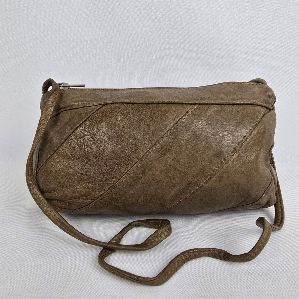 Vintage Green Leather Patchwork Mini Shoulder Purse