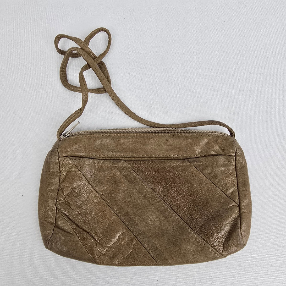 Vintage Green Leather Patchwork Mini Shoulder Purse