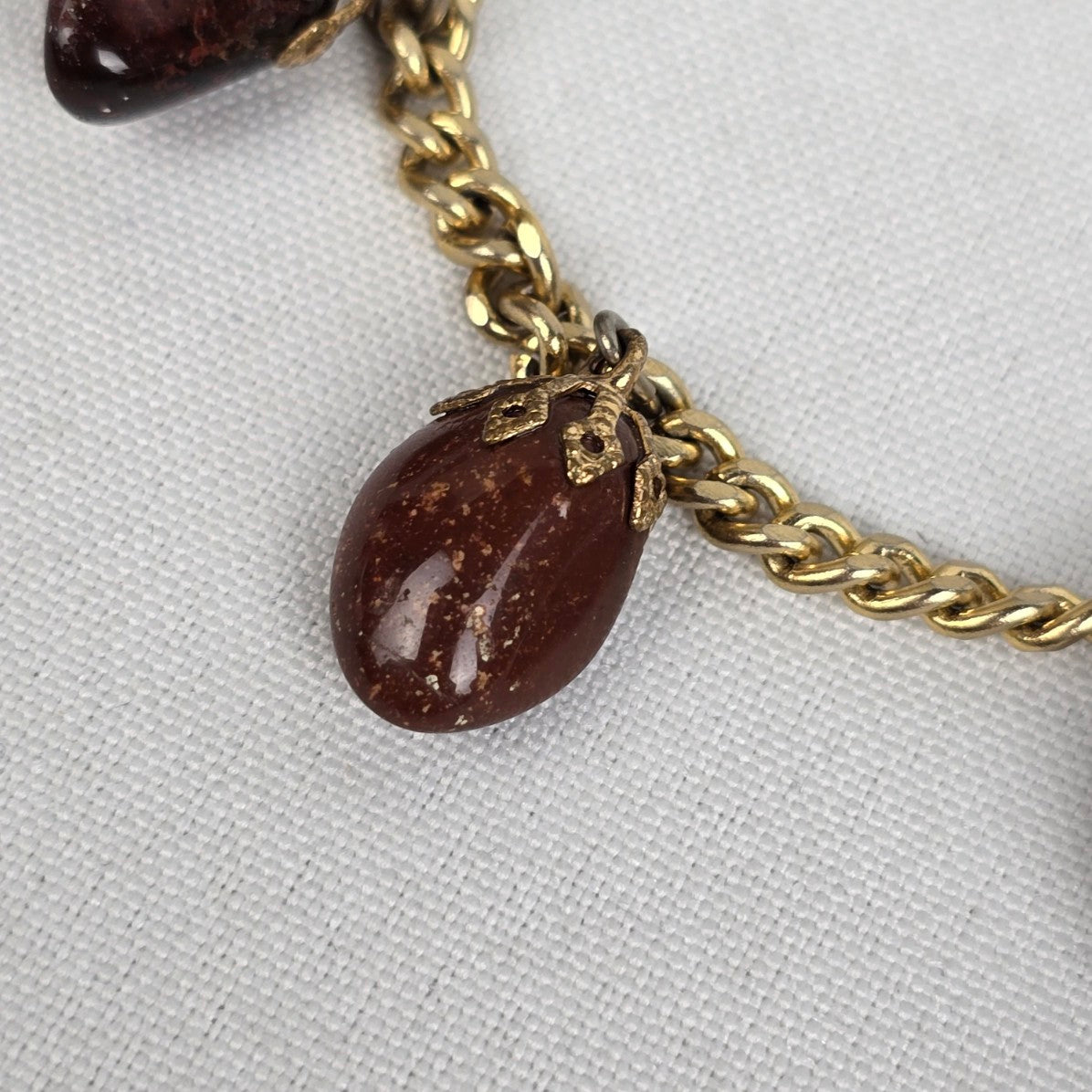 Vintage Burgundy Natural Stone Charm Bracelet