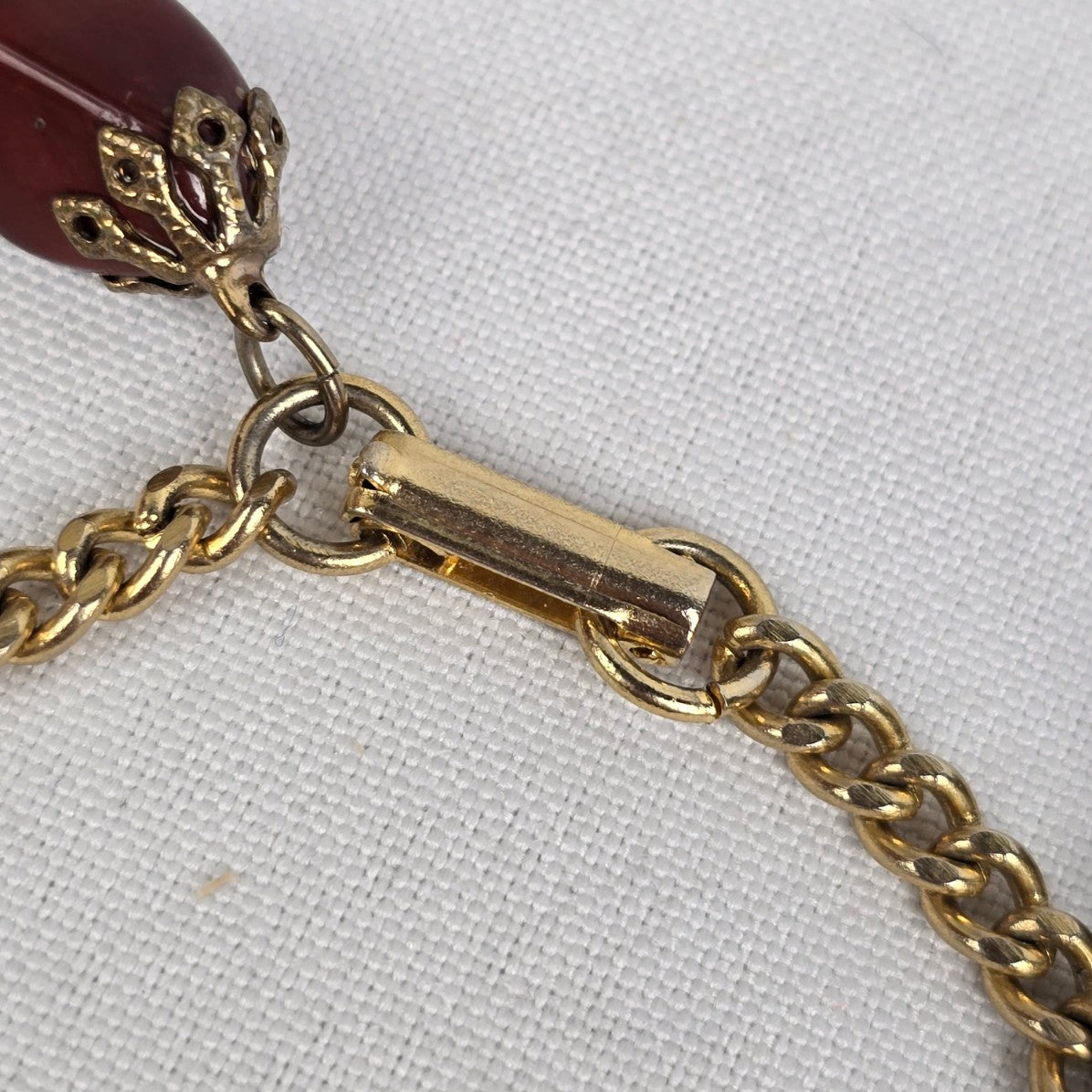 Vintage Burgundy Natural Stone Charm Bracelet