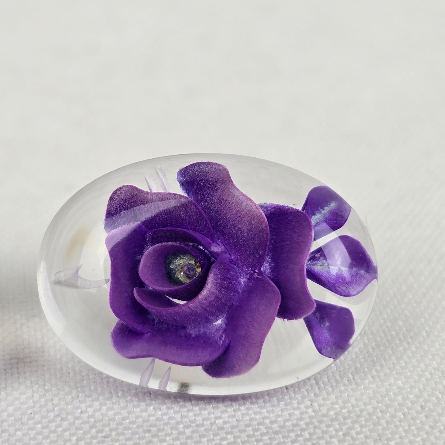 Vintage Purple Rose In Resin Stud Earrings
