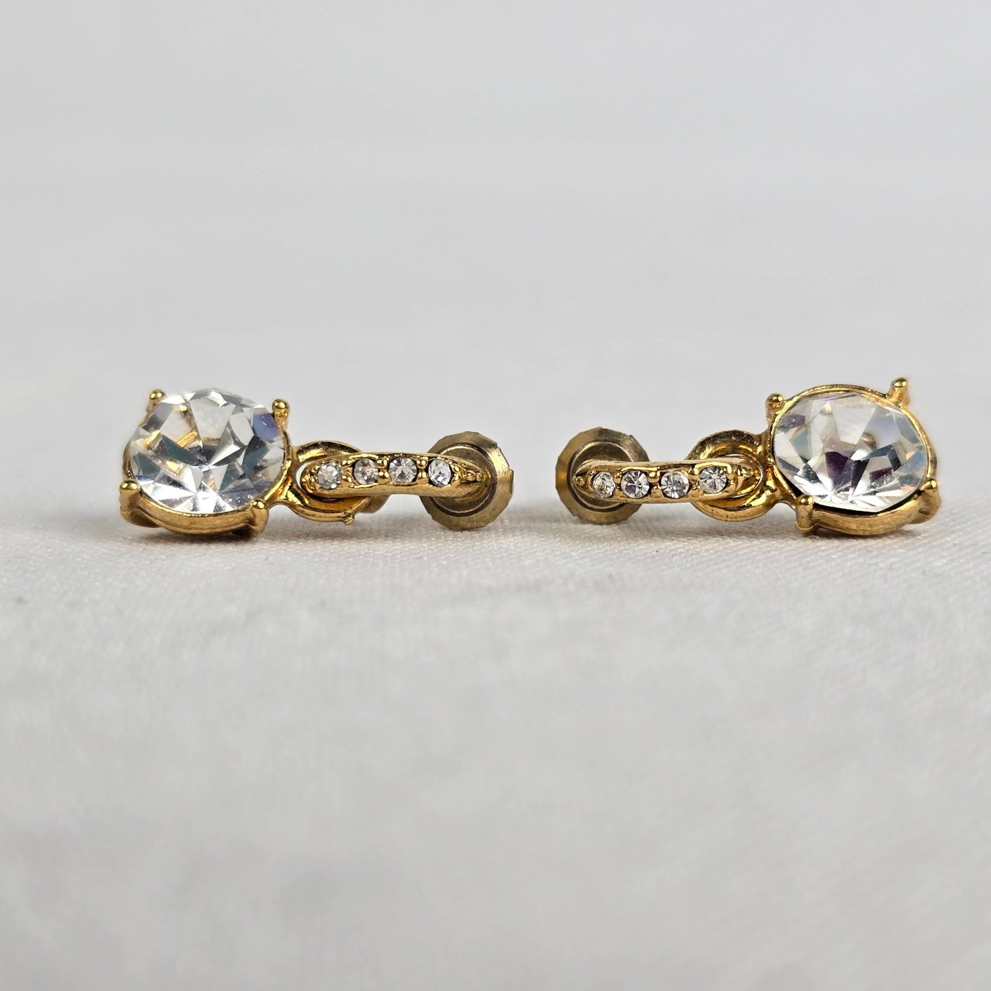 Gold Tone Crystal Drop Hoop Earrings