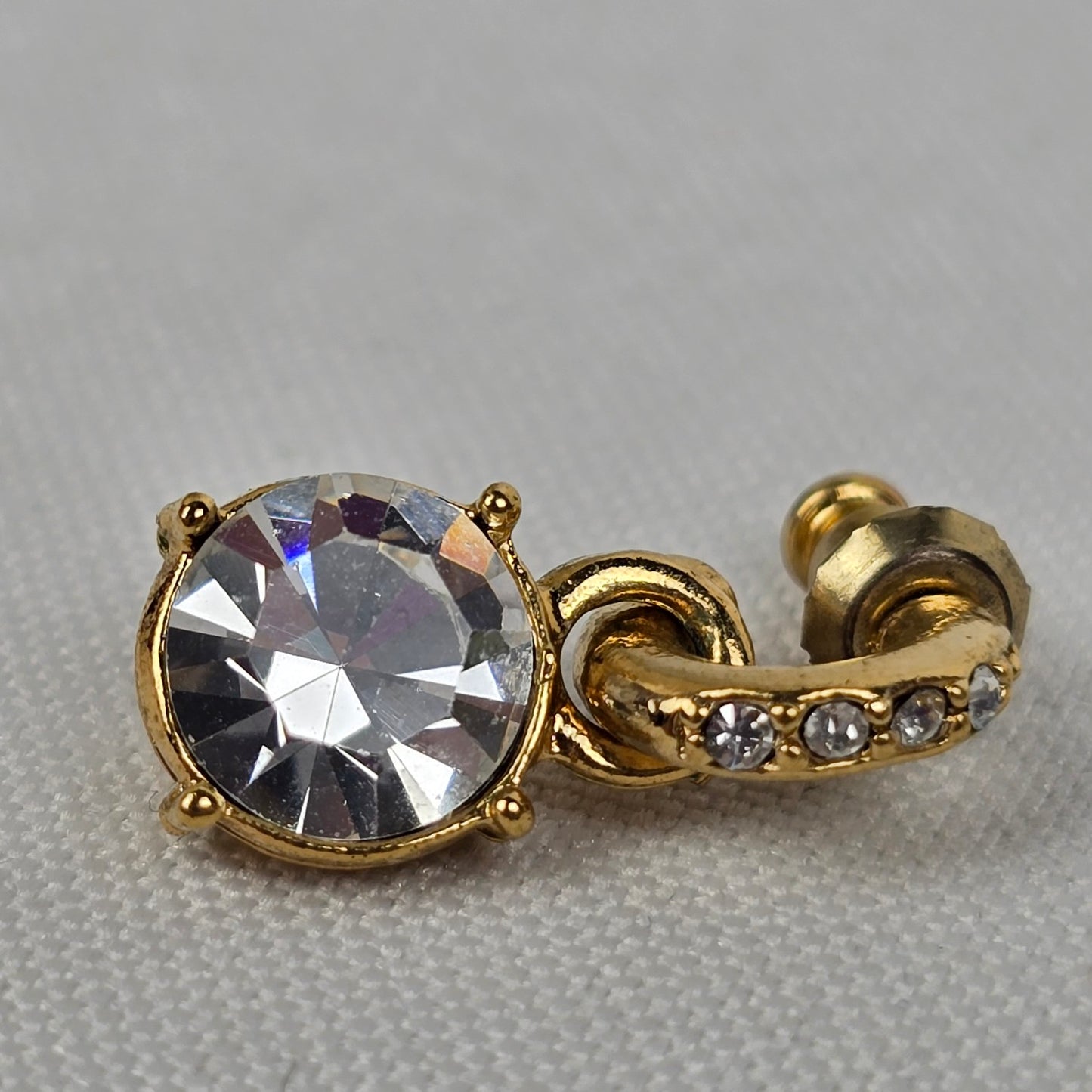Gold Tone Crystal Drop Hoop Earrings