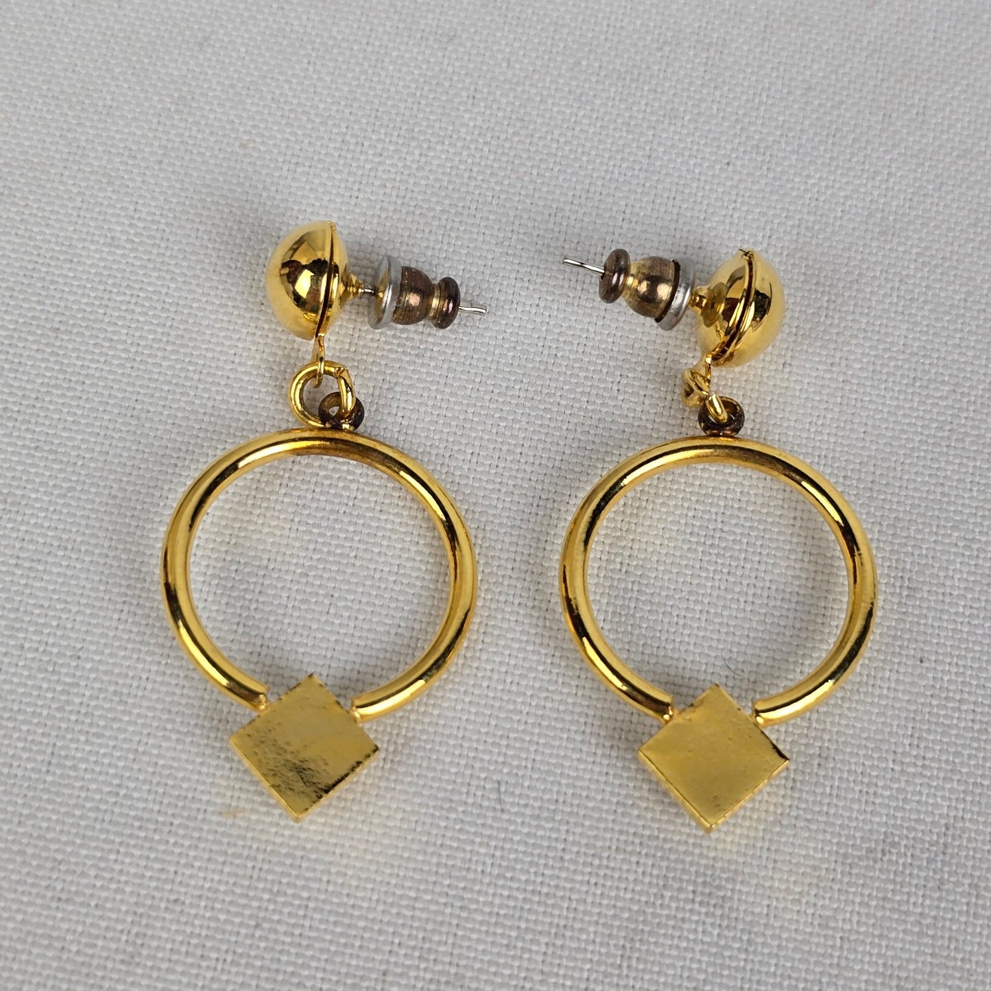 Vintage 80s Gold Tone Crystal Drop Earrings