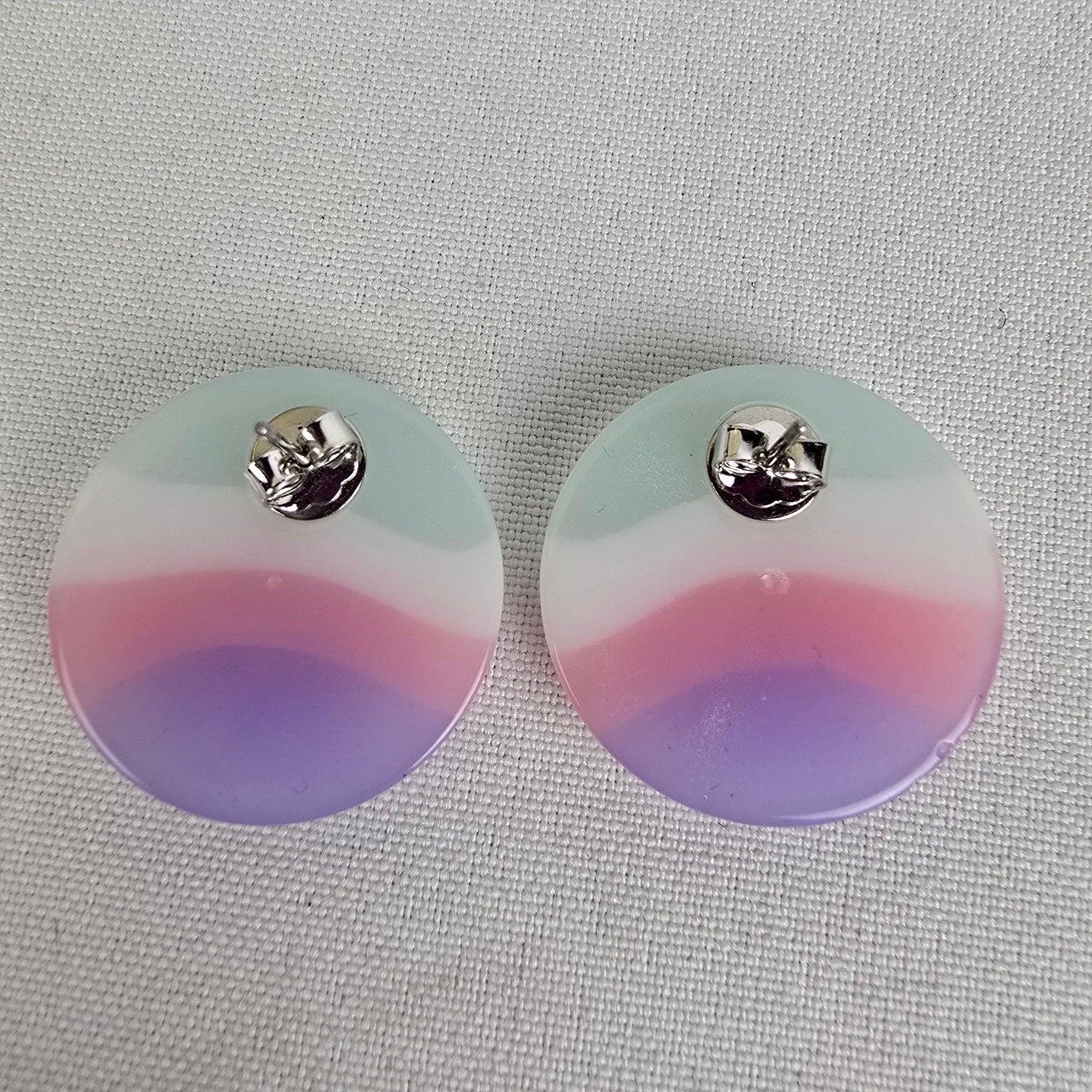 Vintage Pastel Purple Pink & Aqua Button Earrings