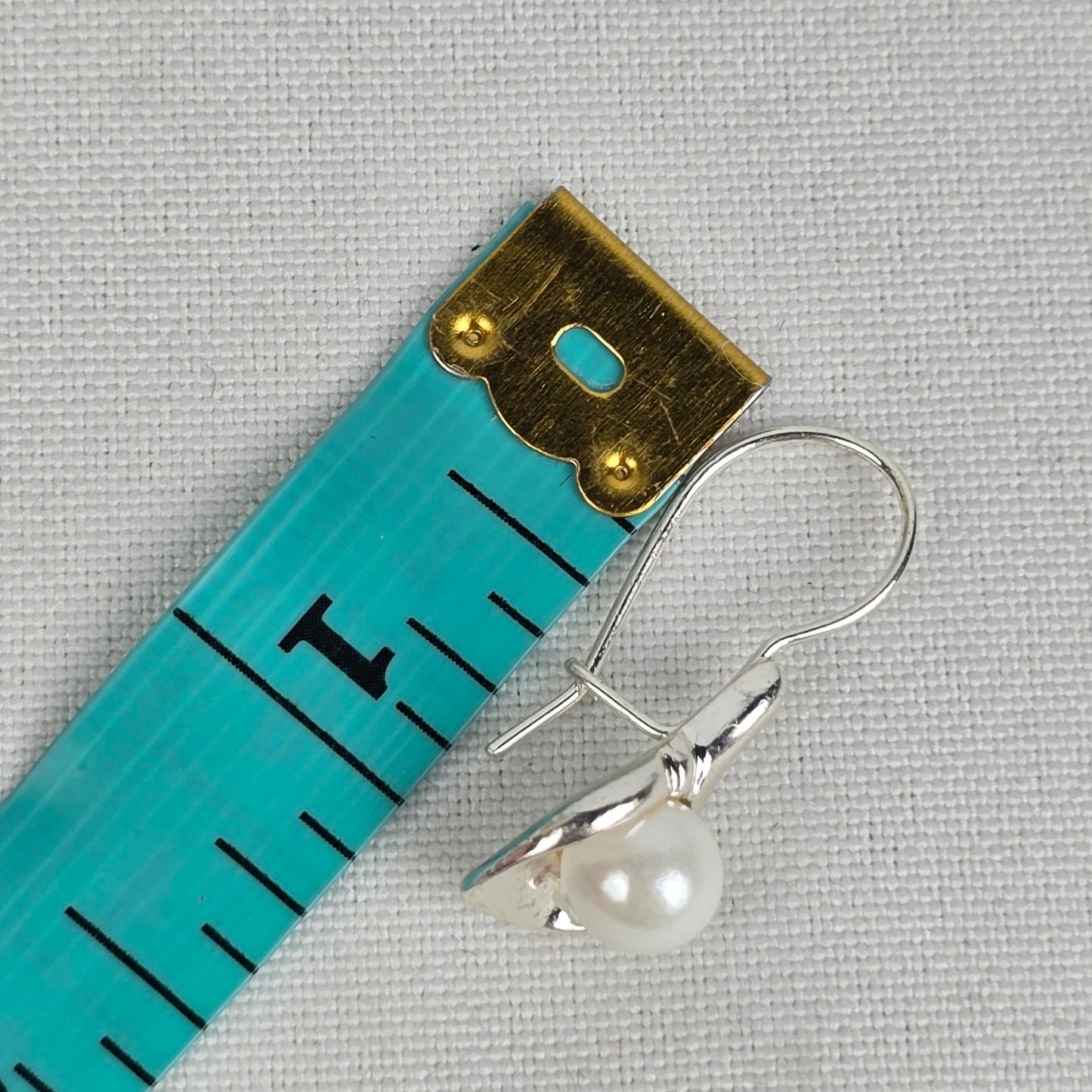 Silver Tone Faux Pearl Cali Lilly Drop Earrings