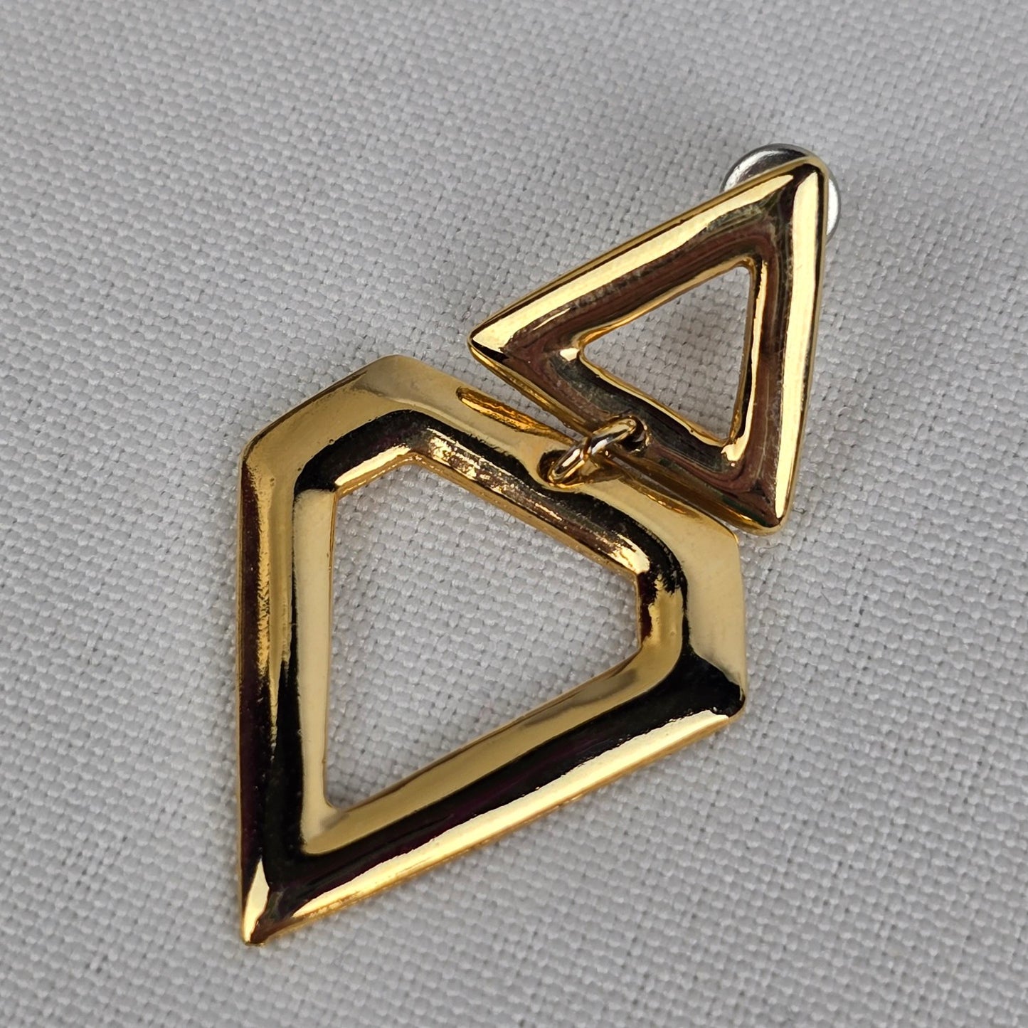 Vintage Gold Tone Triangle Drop Earrings