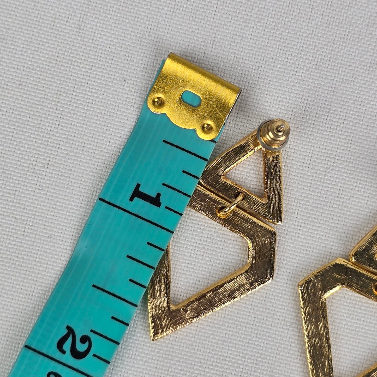 Vintage Gold Tone Triangle Drop Earrings