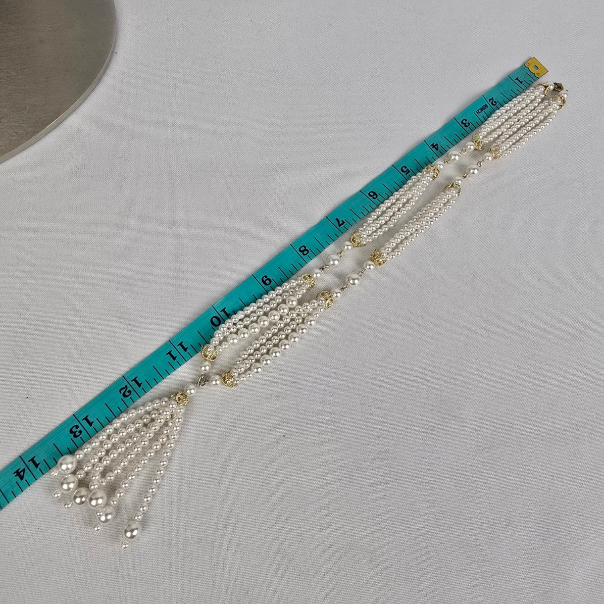 Vintage Faux Pearl Beaded Tassel Necklace