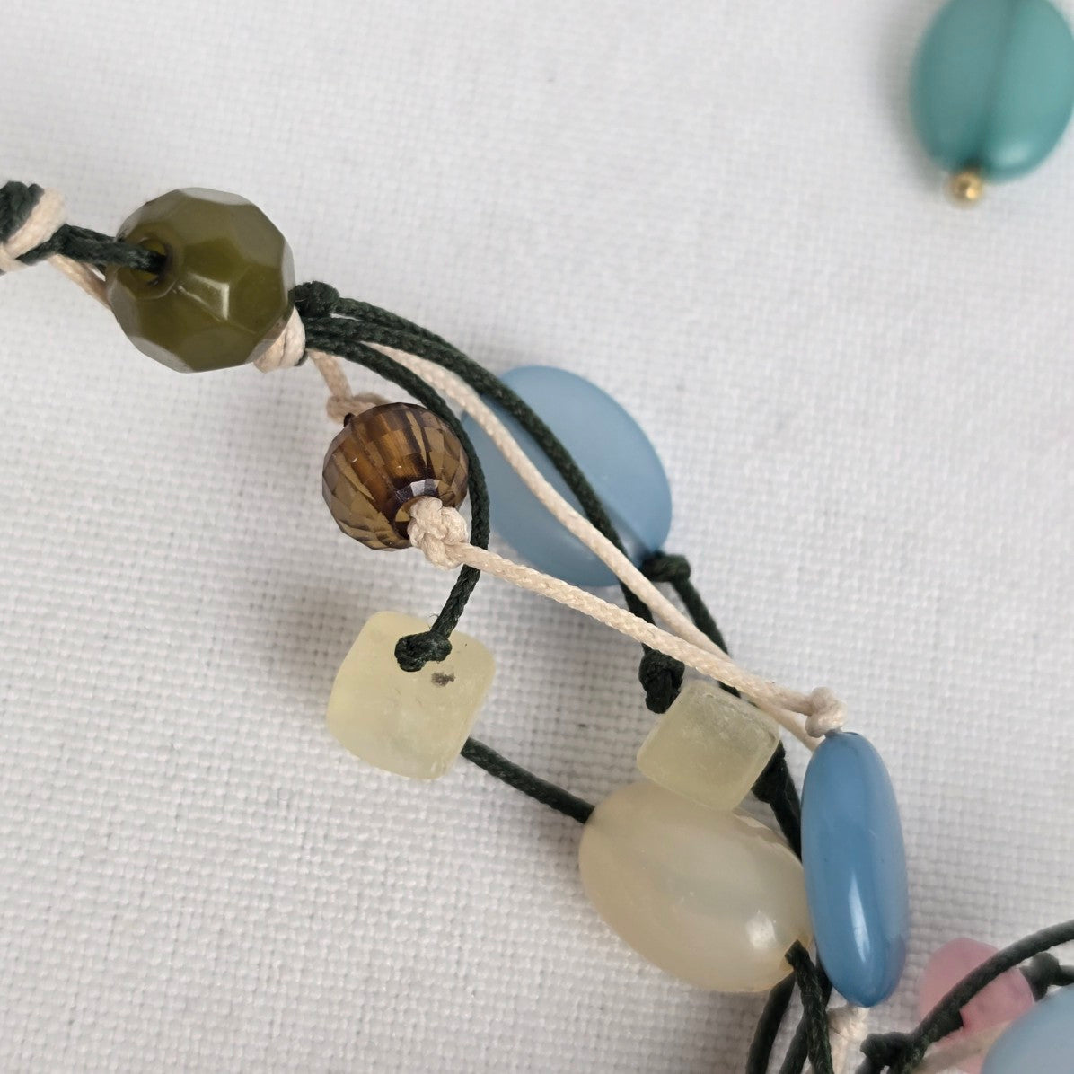 Vintage Avon Green Pendant Beaded Necklace & Earring Set