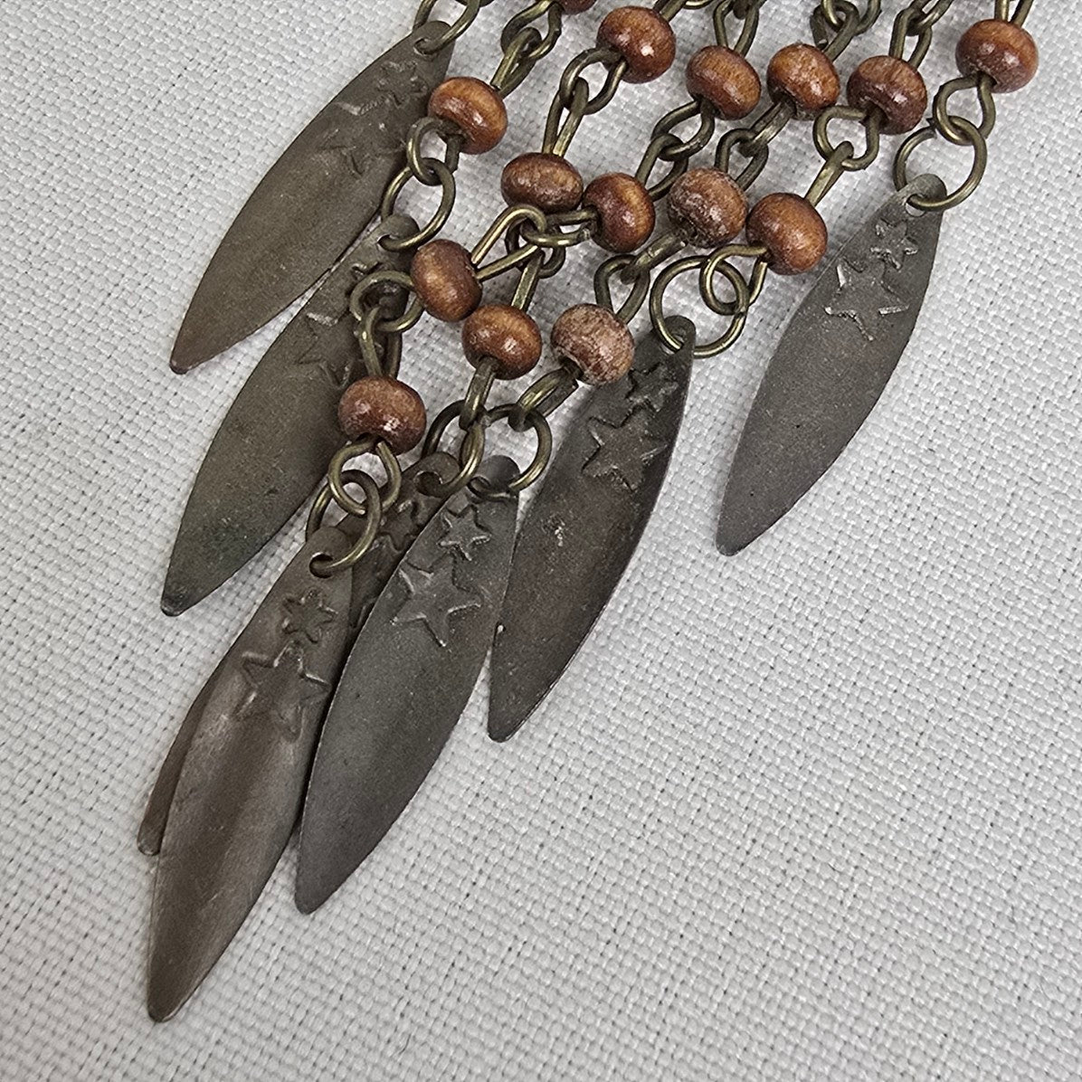 Vintage Reworked Gold Tone Fringe Pendant Necklace