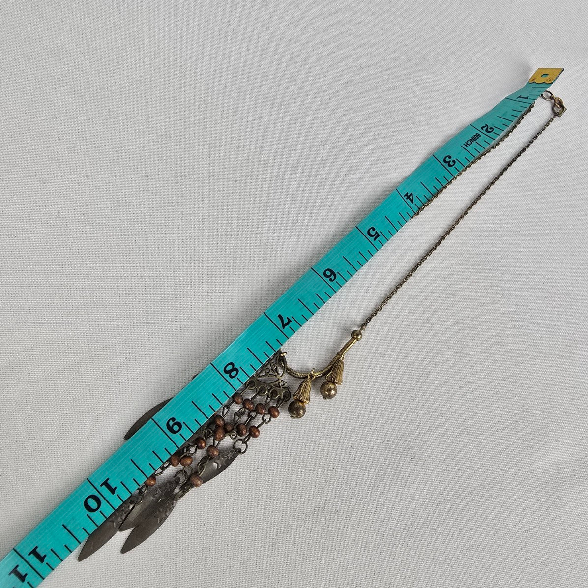 Vintage Reworked Gold Tone Fringe Pendant Necklace