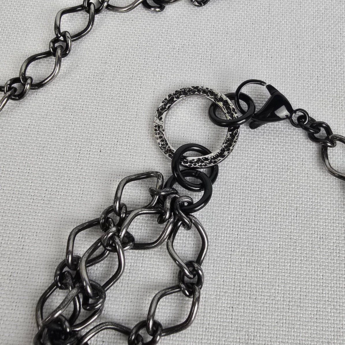 Black Chain Tassel Purple Bead Long Necklace