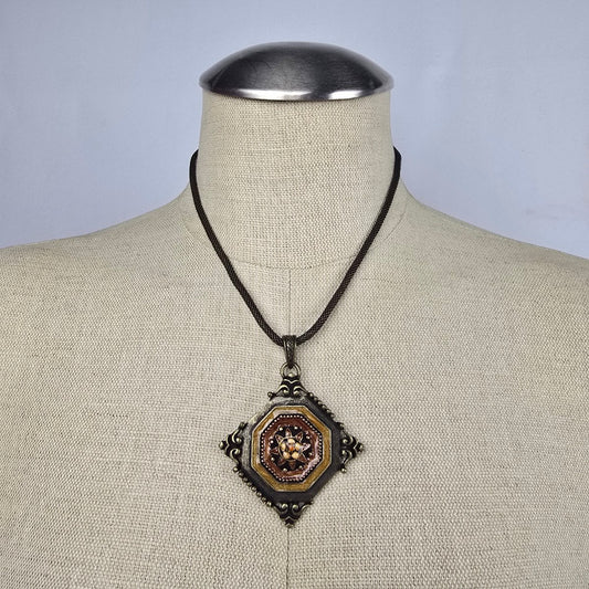 Bronze Brown Flower Pendant Chain Necklace