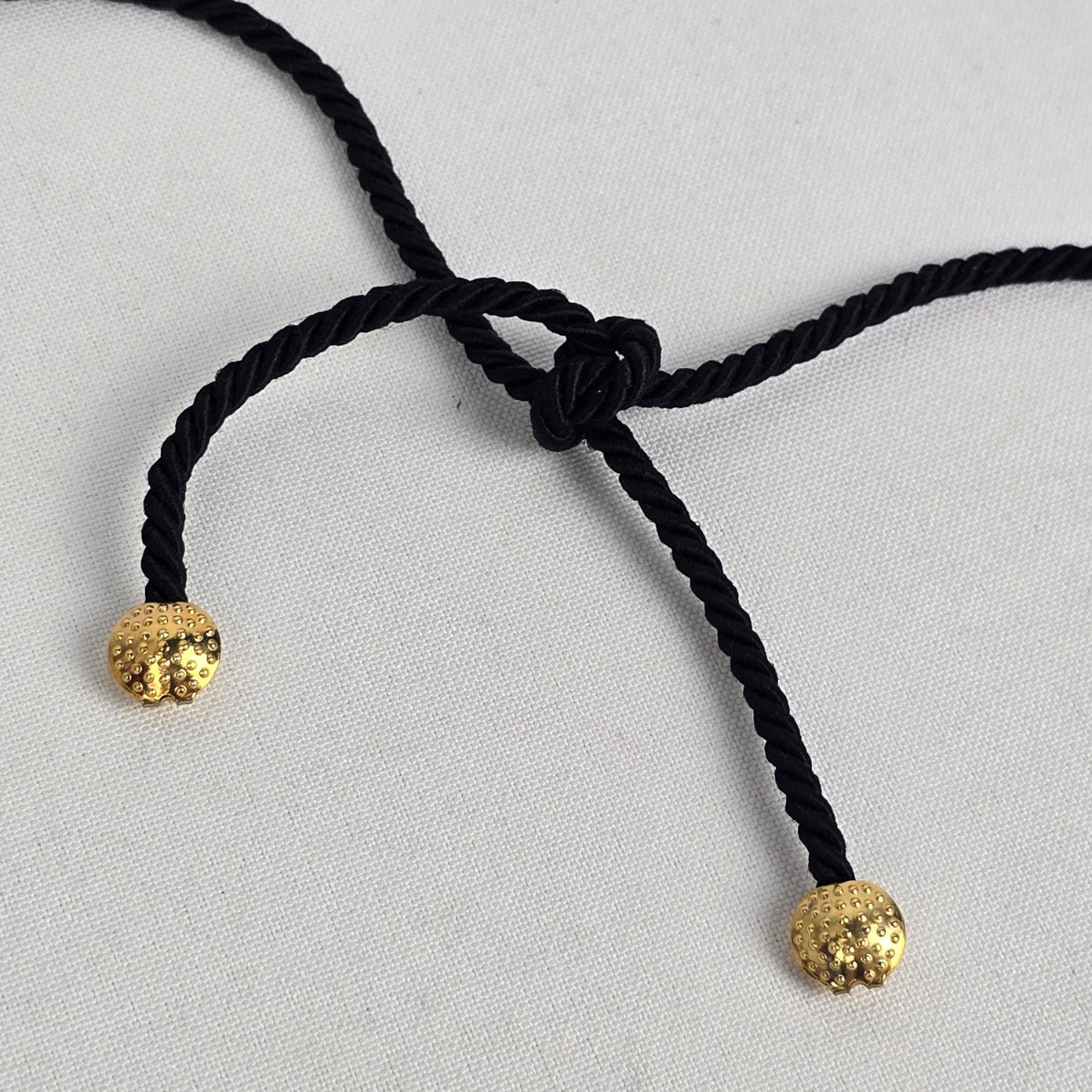 Black & Gold Ceramic Pendant Black Cord Necklace