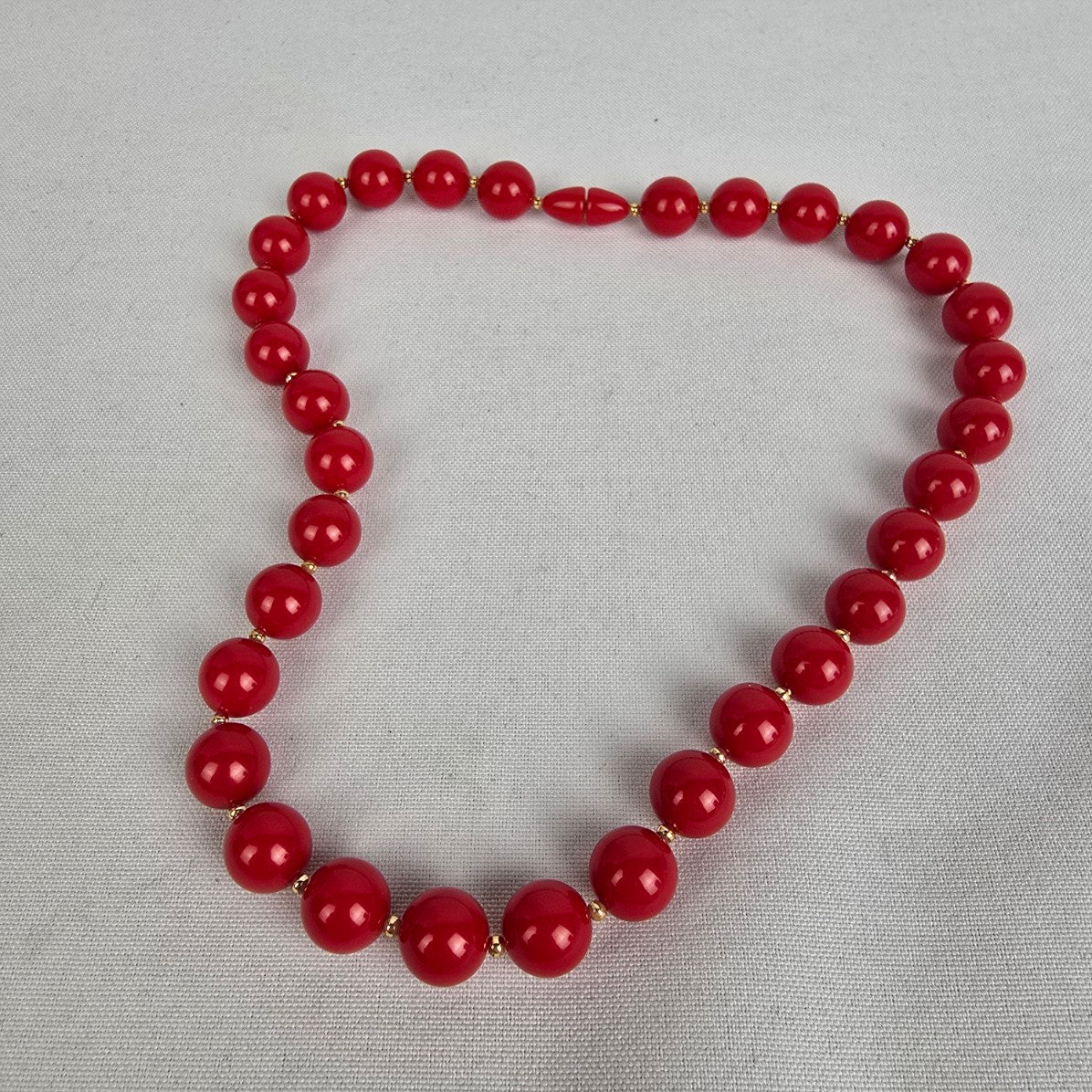 Vintage Red Plastic Beaded Necklace