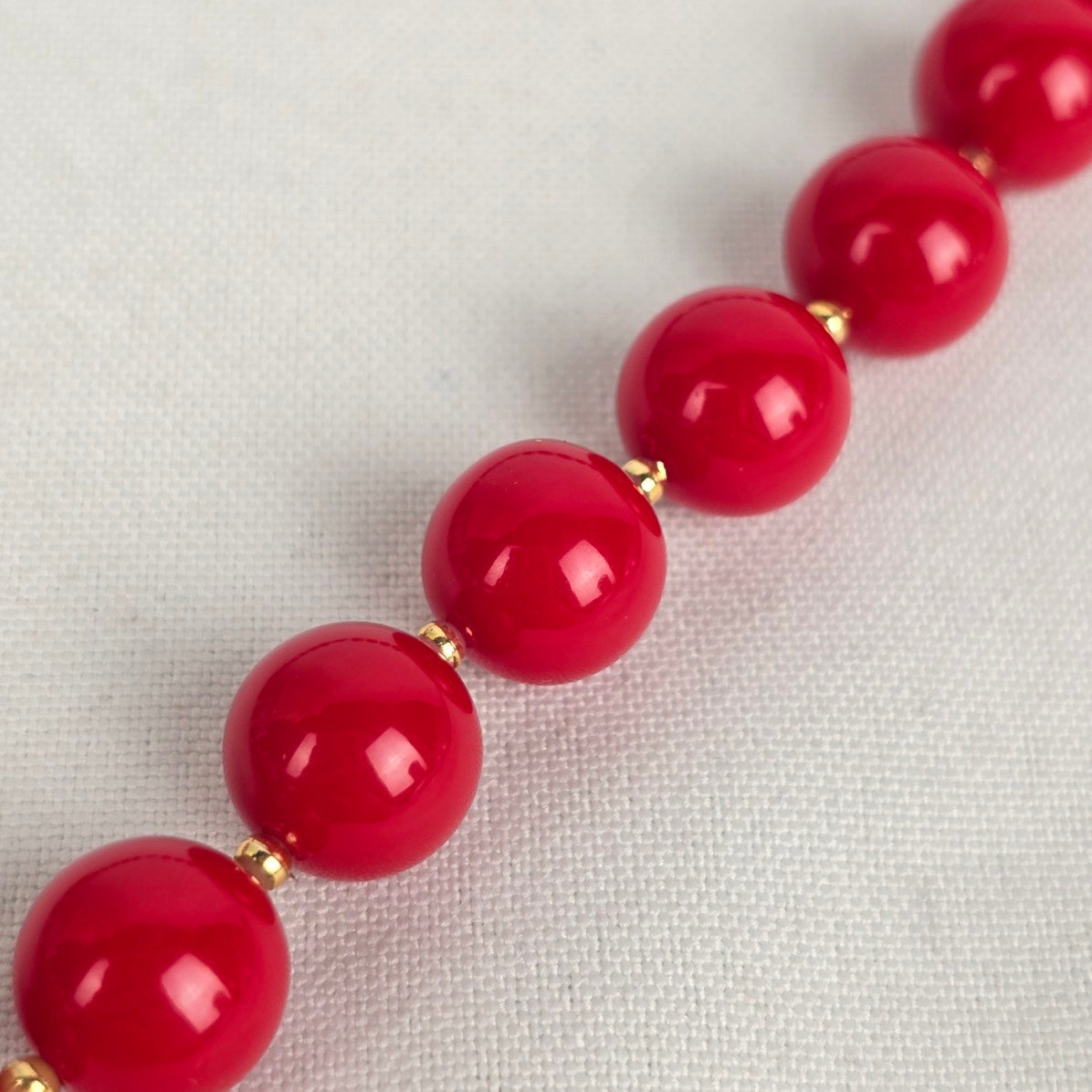 Vintage Red Plastic Beaded Necklace