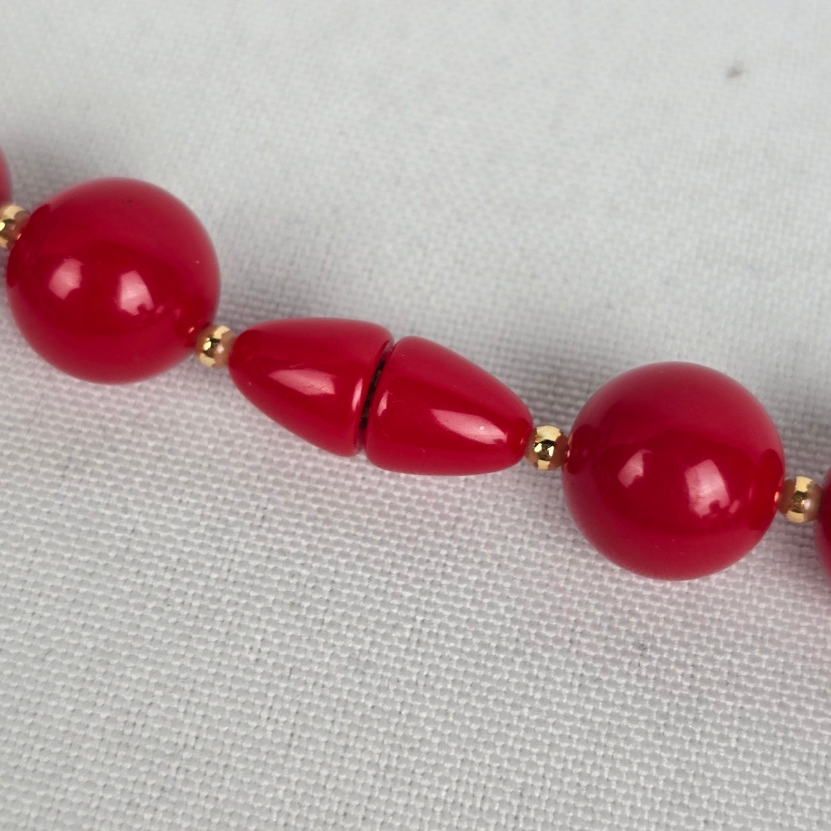 Vintage Red Plastic Beaded Necklace