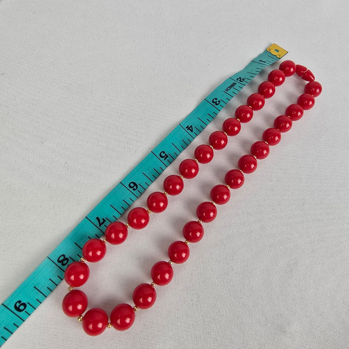 Vintage Red Plastic Beaded Necklace