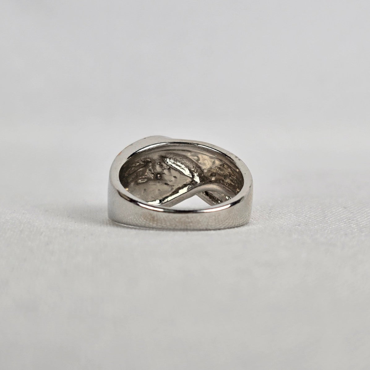 Silver & Copper Tone Crystal Ring Size 8