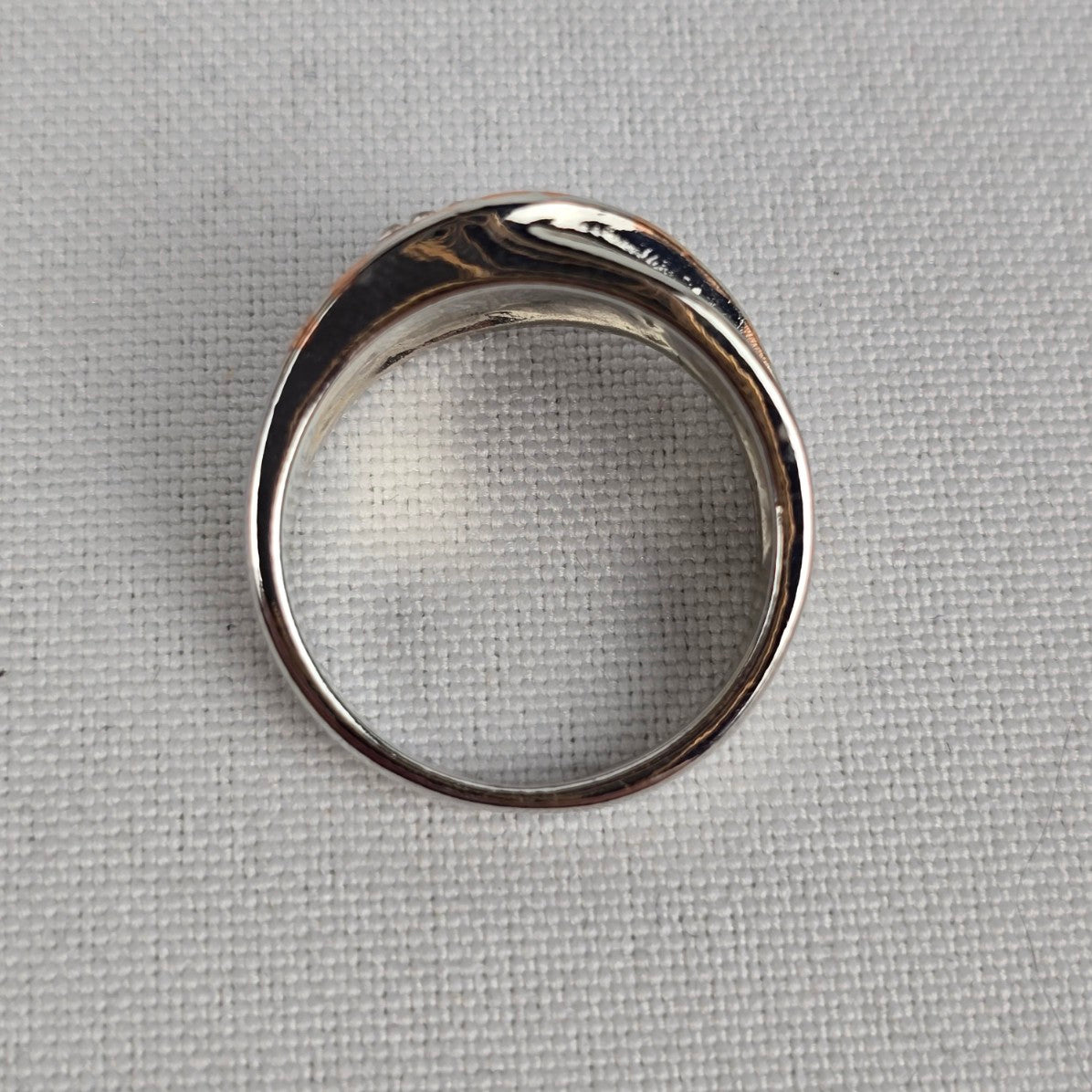 Silver & Copper Tone Crystal Ring Size 8