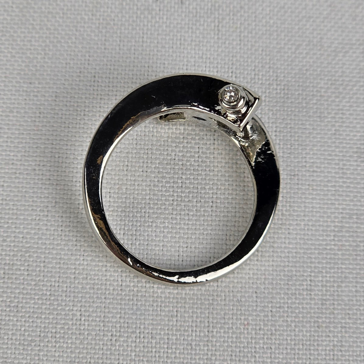 Blue Crystal Stone Silver Ring Size 8