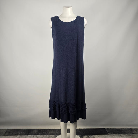 Zer Otantik Navy Blue Ruffle Bottom Midi Dress Size L/XL