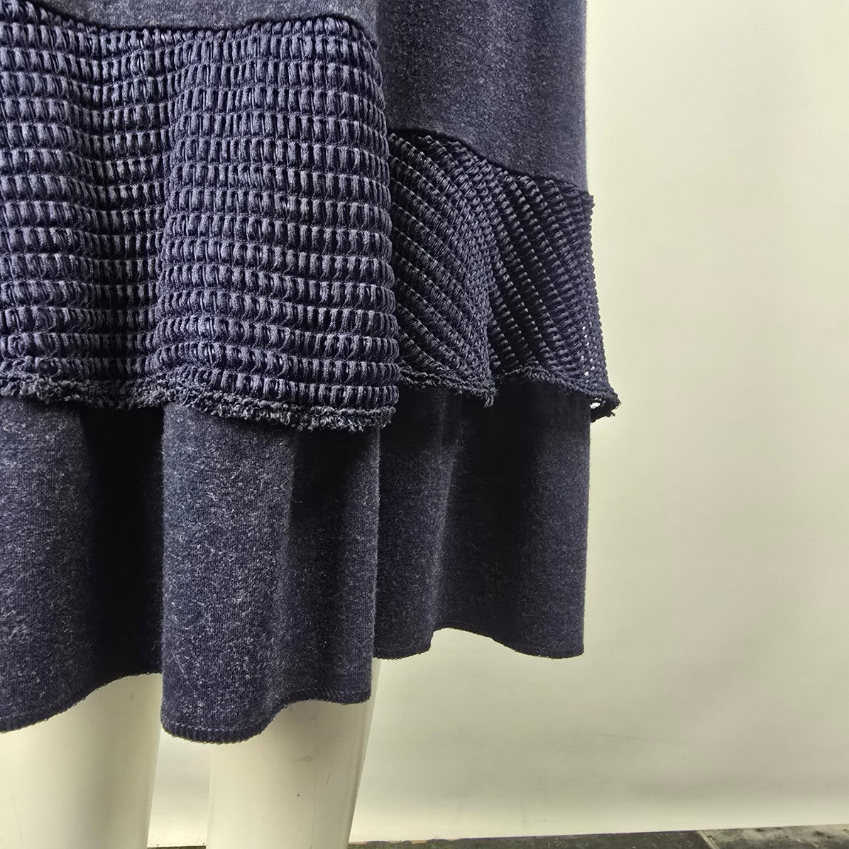 Zer Otantik Navy Blue Ruffle Bottom Midi Dress Size L/XL