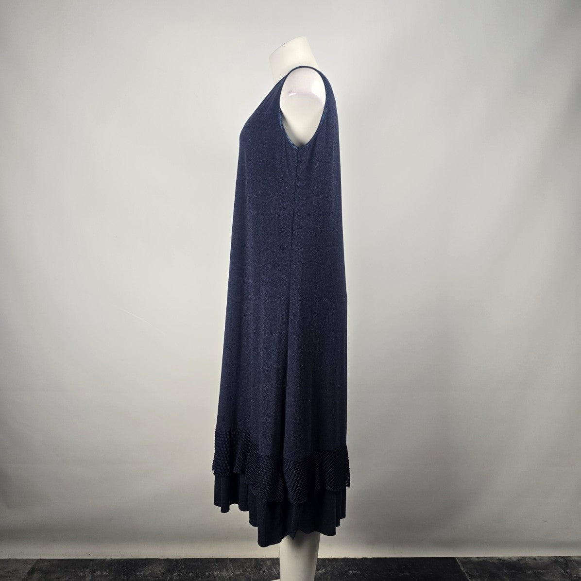 Zer Otantik Navy Blue Ruffle Bottom Midi Dress Size L/XL