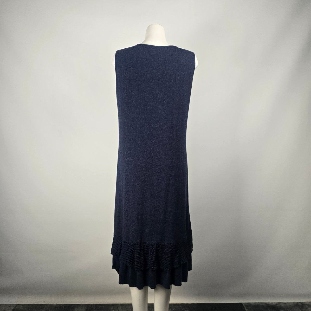 Zer Otantik Navy Blue Ruffle Bottom Midi Dress Size L/XL