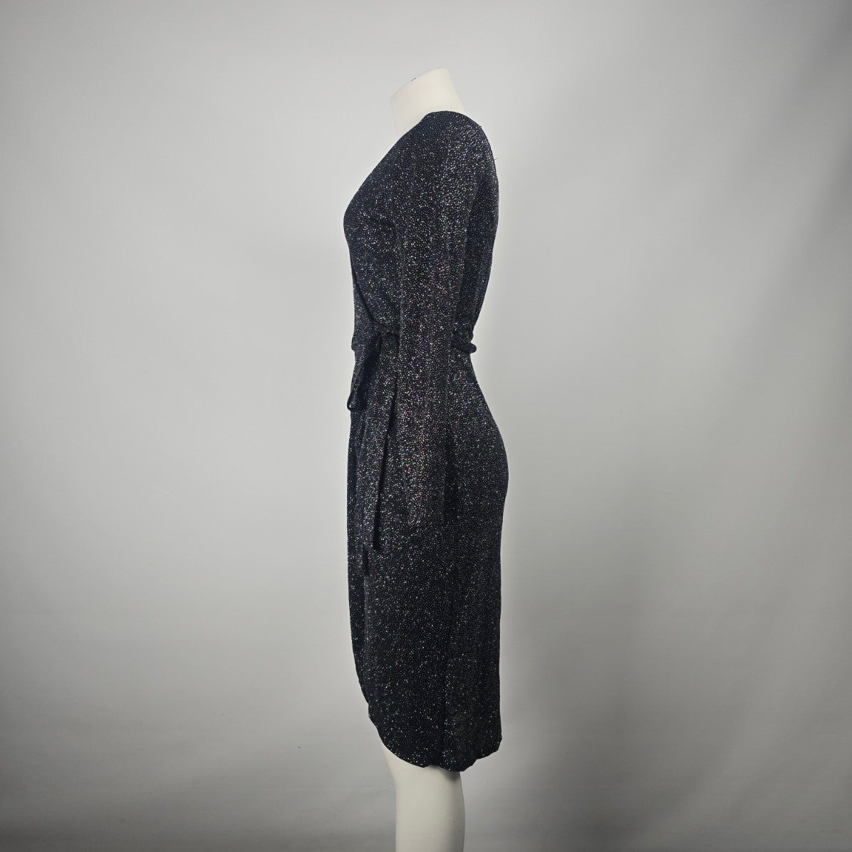 Mandee Black Sparkle Wrap Dress Size S