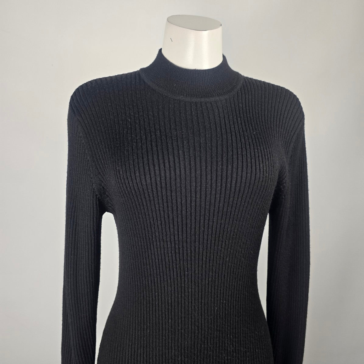 Vintage Holt Renfrew Black Wool Blend Long Sweater Dress Size M