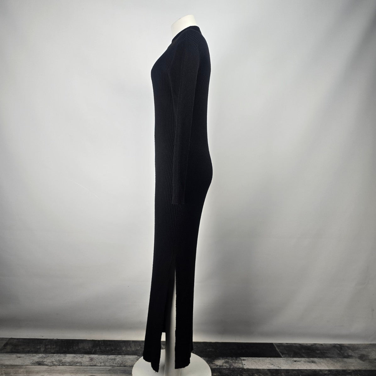 Vintage Holt Renfrew Black Wool Blend Long Sweater Dress Size M