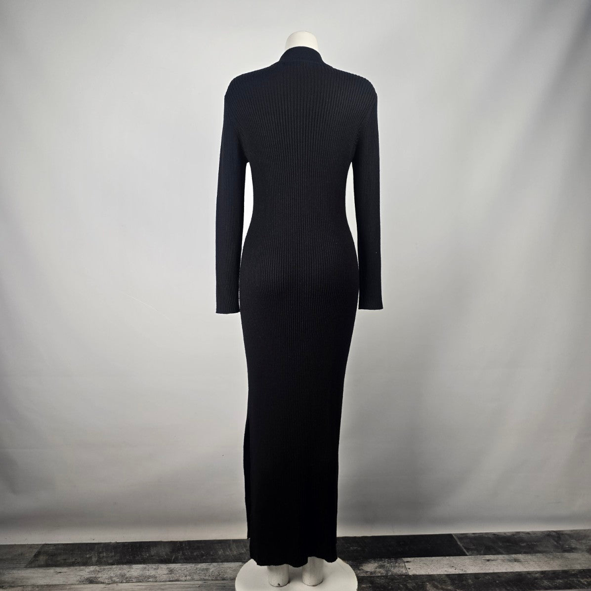 Vintage Holt Renfrew Black Wool Blend Long Sweater Dress Size M