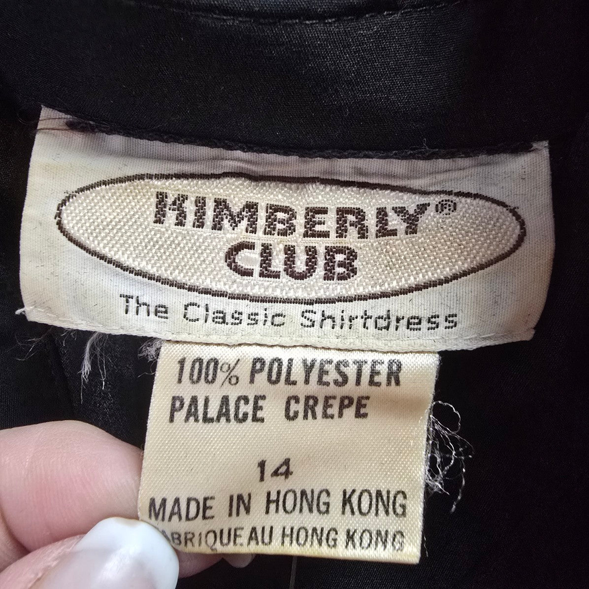 Vintage Kimberly Club The Classic Shirt Dress Black Button Up Dress Size 14