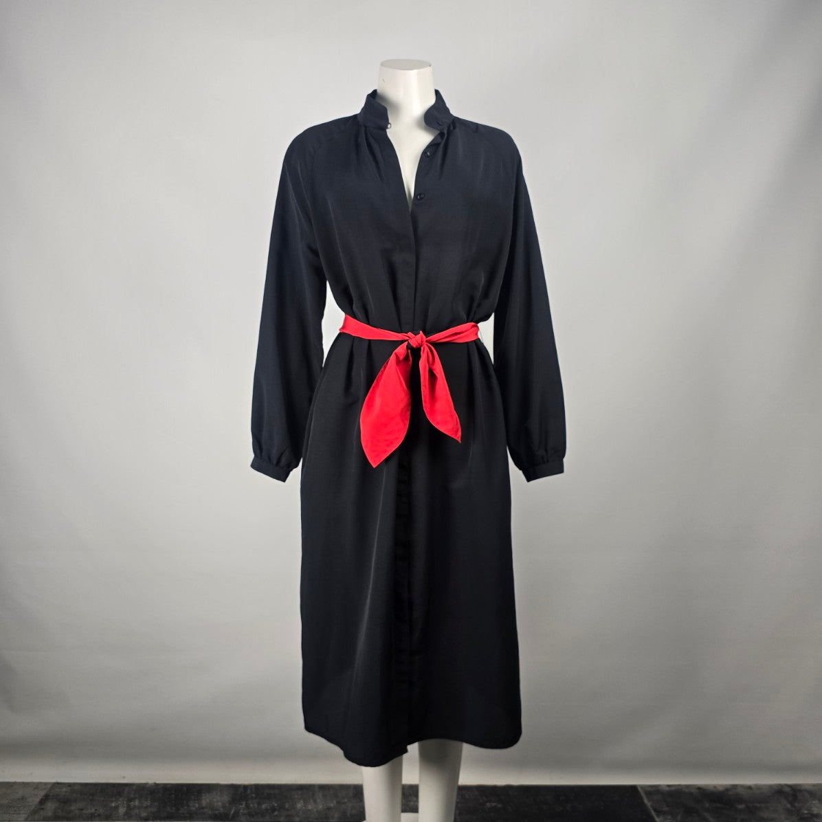 Vintage Kimberly Club The Classic Shirt Dress Black Button Up Dress Size 14