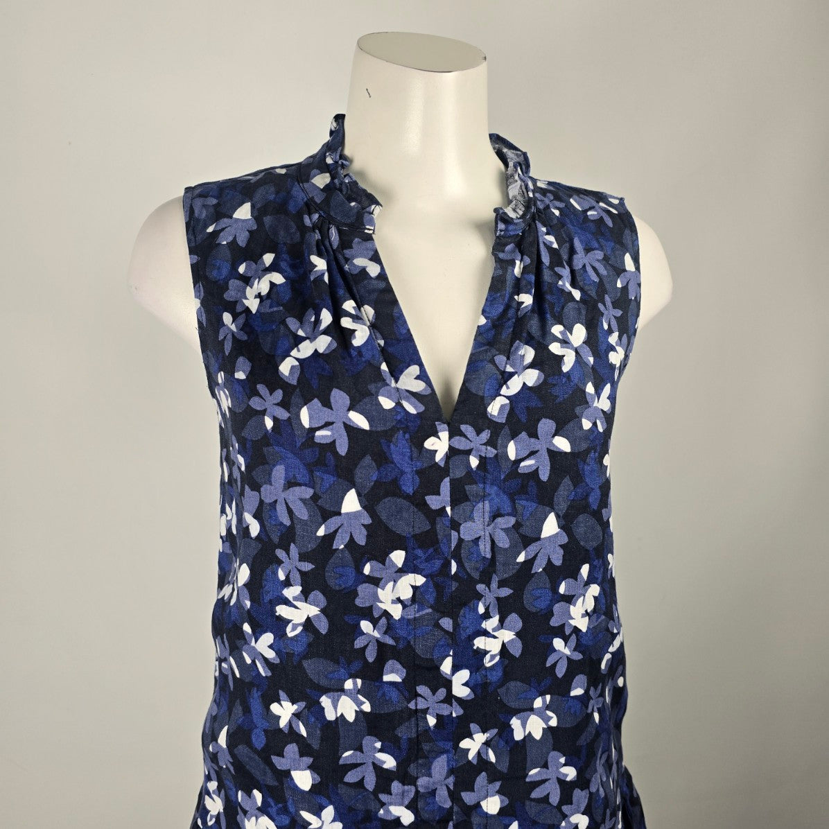 Hudson North Blue Cotton Floral Tiered Knee Length Dress Size L