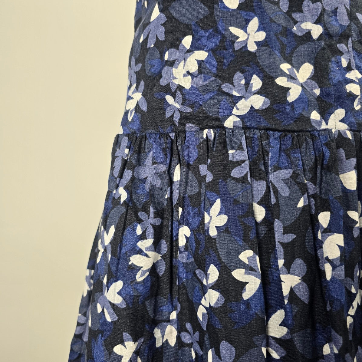 Hudson North Blue Cotton Floral Tiered Knee Length Dress Size L